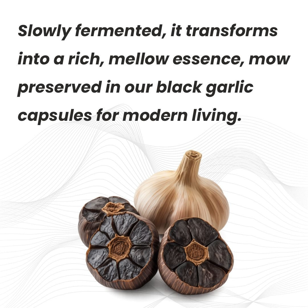 Raskam Natural Black Garlic Capsules Superfood Immunity Booster - Heart & Weight Management - Detox Antioxidant Supplement (60 Veg Capsules)