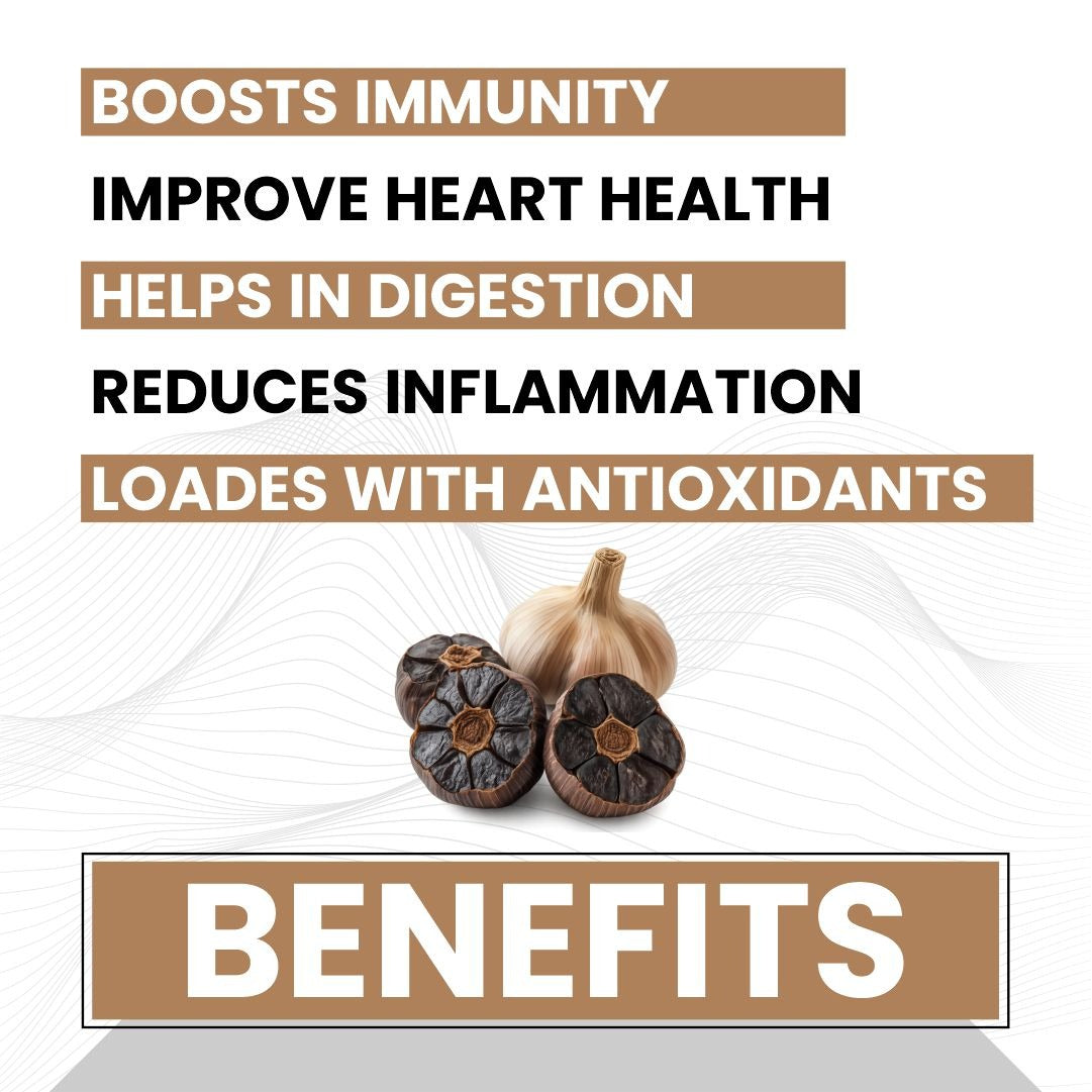 Raskam Natural Black Garlic Capsules Superfood Immunity Booster - Heart & Weight Management - Detox Antioxidant Supplement (60 Veg Capsules)