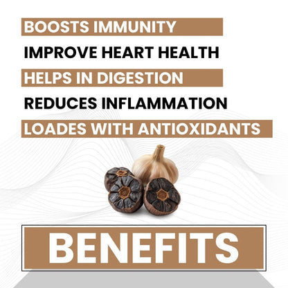 Raskam Natural Black Garlic Capsules Superfood Immunity Booster - Heart & Weight Management - Detox Antioxidant Supplement (60 Veg Capsules)