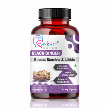 Raskam Black Ginger- 60 Capsules for Men & Women | Energy Boost, Anti-Inflammatory Properties
