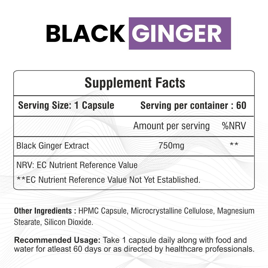 Raskam Black Ginger- 60 Capsules for Men & Women | Energy Boost, Anti-Inflammatory Properties