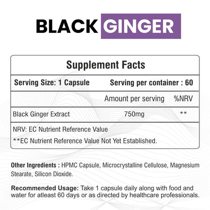 Raskam Black Ginger- 60 Capsules for Men & Women | Energy Boost, Anti-Inflammatory Properties
