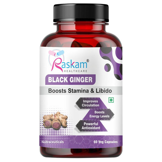 Raskam Black Ginger- 60 Capsules for Men & Women | Energy Boost, Anti-Inflammatory Properties