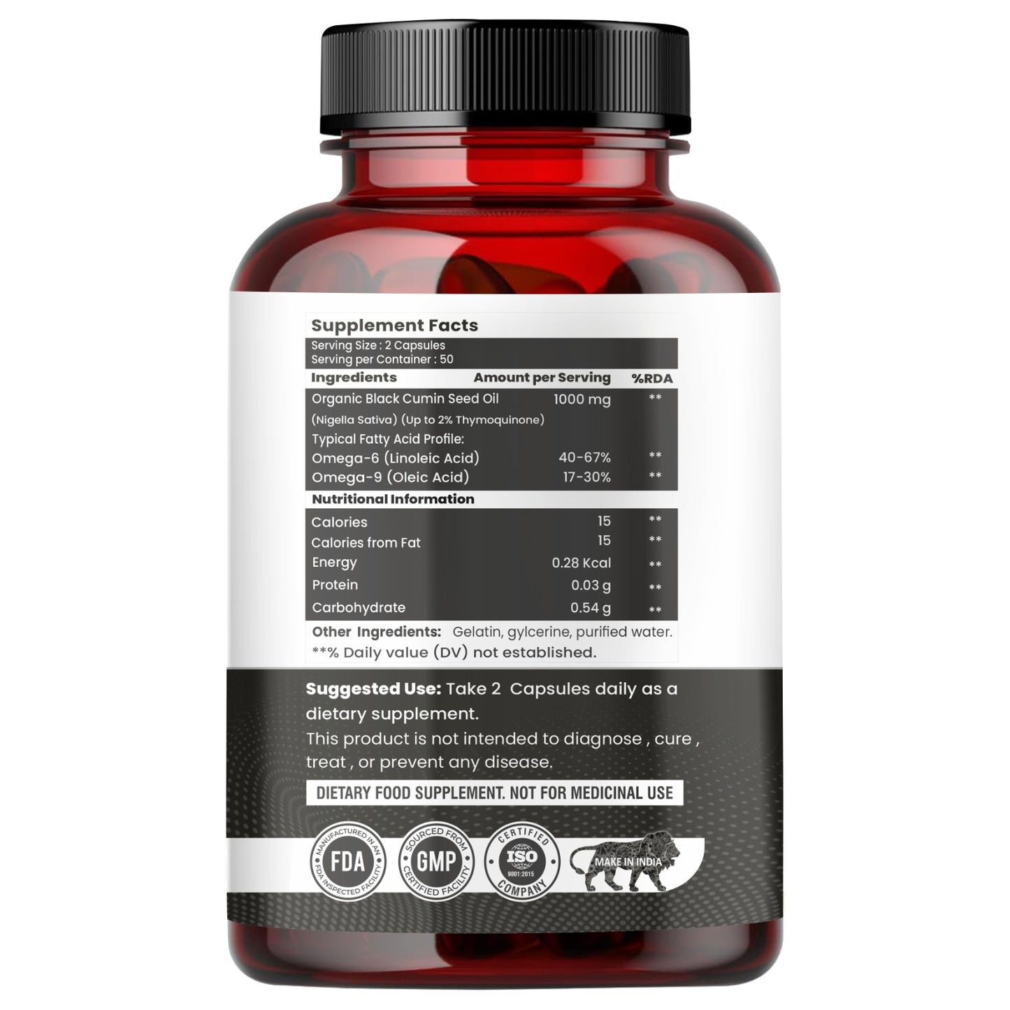 Raskam Black Seed Oil | Premium Cold Pressed Nigella Sativa 1000mg | Heart, Skin & Joint Support | 60 Softgel
