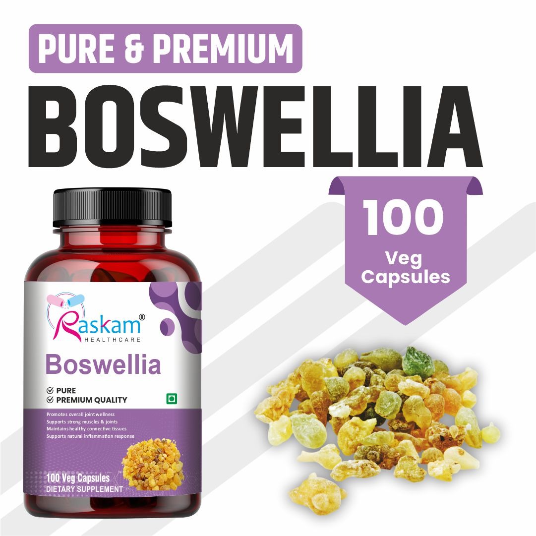 Raskam Boswellia Serrata Extract- 100 Veg Capsules - High Potency Joint Support