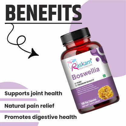 Raskam Boswellia Serrata Extract- 100 Veg Capsules - High Potency Joint Support