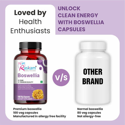 Raskam Boswellia Serrata Extract- 100 Veg Capsules - High Potency Joint Support