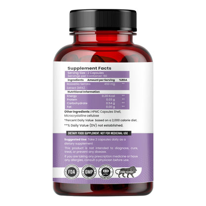 Raskam Boswellia Serrata Extract- 100 Veg Capsules - High Potency Joint Support