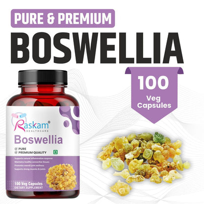 Raskam Boswellia Serrata Extract 100 Veg Capsules – High Potency Joint Support Supplement for Mobility, Flexibility & Bone Wellness | Herbal Formula for Active Lifestyle, Cartilage Care & Daily Comfort Support
