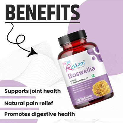 Raskam Boswellia Serrata Extract 100 Veg Capsules – High Potency Joint Support Supplement for Mobility, Flexibility & Bone Wellness | Herbal Formula for Active Lifestyle, Cartilage Care & Daily Comfort Support