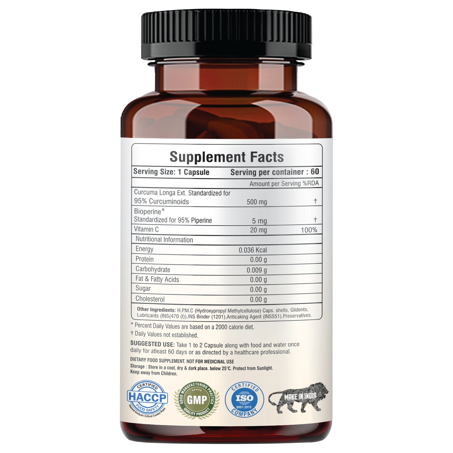 Raskam Curcumin - 100 Capsules- 95% Curcuminoids - Higher Absorption- Antioxidant & Anti-inflammatory Supplement - For Skin, Joint Support, Boosts Immune System