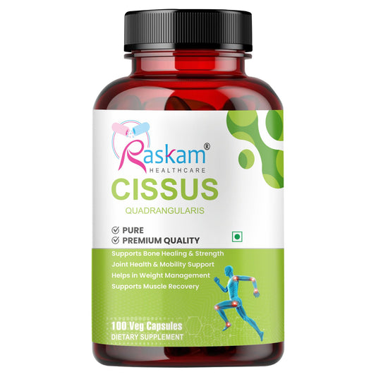 Raskam Cissus Quadrangularis Extract 1000mg - 100 Veg Capsules- Bone & Joint Wellness