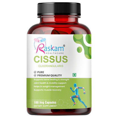Raskam Cissus Quadrangularis Extract 1000mg - 100 Veg Capsules- Bone & Joint Wellness