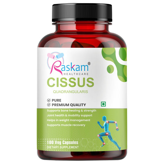 Raskam Cissus Quadrangularis Extract 1000mg - 100 Veg Capsules- Bone & Joint Wellness