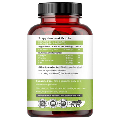 Raskam Cissus Quadrangularis Extract 1000mg - 100 Veg Capsules- Bone & Joint Wellness