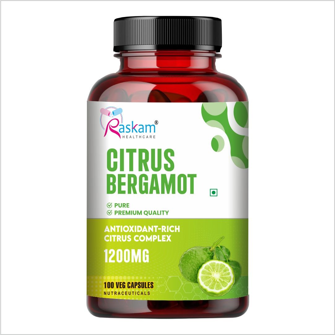 Raskam Citrus Bergamot 1200mg Supplement, 100 Veg Capsules, Antioxidant-Rich Complex for Heart Health and Immune Support