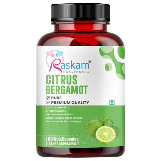 Raskam Citrus Bergamot 1200mg Supplement, 100 Veg Capsules, Antioxidant-Rich Complex for Heart Health and Immune Support