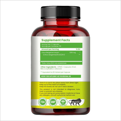 Raskam Citrus Bergamot 1200mg Supplement, 100 Veg Capsules, Antioxidant-Rich Complex for Heart Health and Immune Support