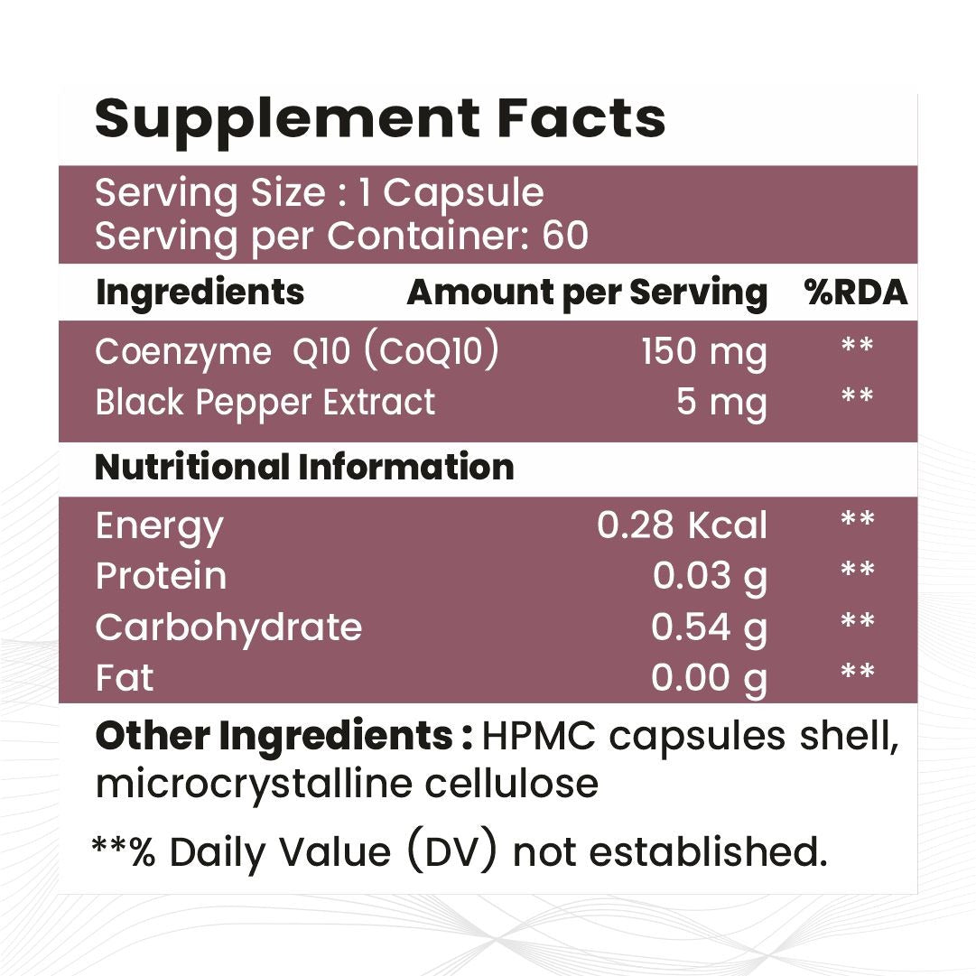 Raskam Coenzyme Q10 (CoQ10) with Piperine  | Supports Heart Health and Vascular Health | 100% Vegetarian – 60 Capsules