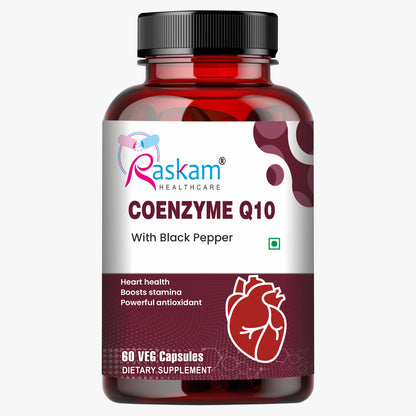 Raskam Coenzyme Q10 (CoQ10) with Piperine  | Supports Heart Health and Vascular Health | 100% Vegetarian – 60 Capsules