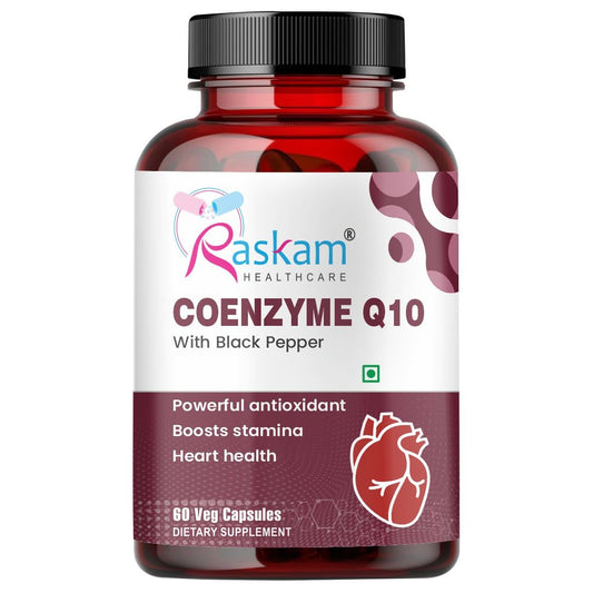 Raskam Coenzyme Q10 (CoQ10) with Piperine  | Supports Heart Health and Vascular Health | 100% Vegetarian – 60 Capsules