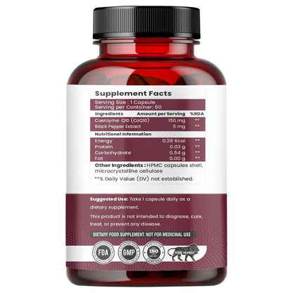 Raskam Coenzyme Q10 (CoQ10) with Piperine  | Supports Heart Health and Vascular Health | 100% Vegetarian – 60 Capsules