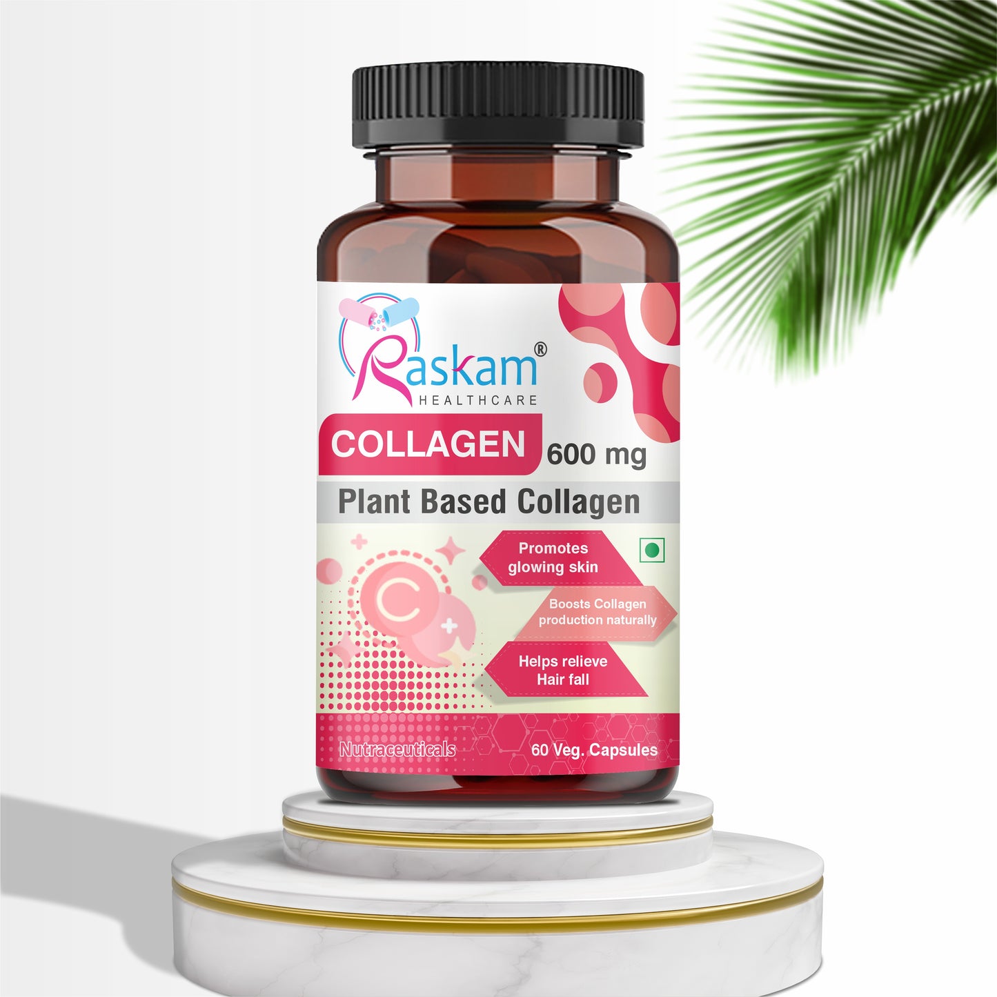 Raskam Plant Blased Collagen-60 capsules Supports Natural Collagen Formation & Skin Regeneration