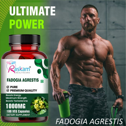 Raskam Fadogia Agrestis with Tongkat Ali Capsules, Maximum Strength, May Support athletic performance, stamina and stress tolerance, Vegan Friendly, 100 Capsules