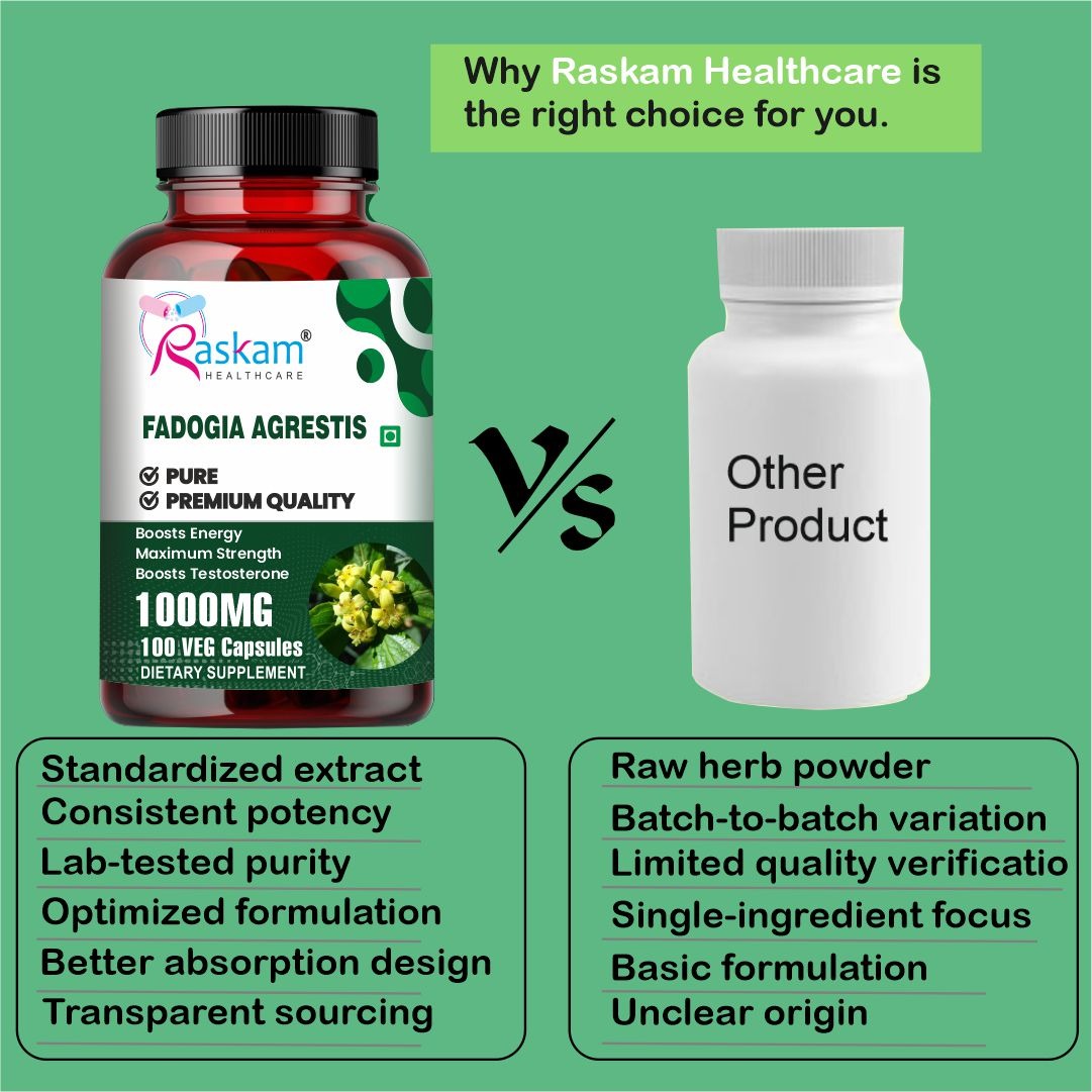 Raskam Fadogia Agrestis with Tongkat Ali Capsules, Maximum Strength, May Support athletic performance, stamina and stress tolerance, Vegan Friendly, 100 Capsules