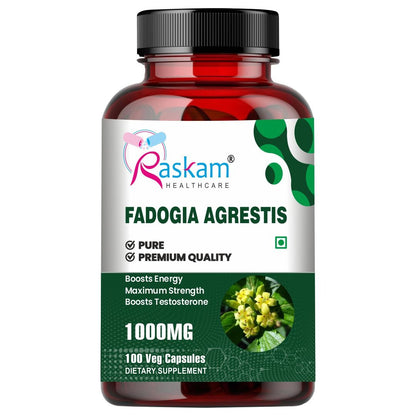 Raskam Fadogia Agrestis with Tongkat Ali Capsules, Maximum Strength, May Support athletic performance, stamina and stress tolerance, Vegan Friendly, 100 Capsules