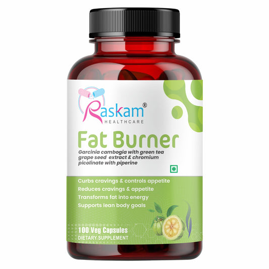 Raskam Fat Burner - 100 Capsules- Weight Loss Supplement with Garcinia Cambogia, Green Coffee Beans Green Tea Extract Metabolism Booster Belly Fat Burner for Men & Women