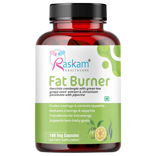 Raskam Fat Burner - 100 Capsules- Weight Loss Supplement with Garcinia Cambogia, Green Coffee Beans Green Tea Extract Metabolism Booster Belly Fat Burner for Men & Women