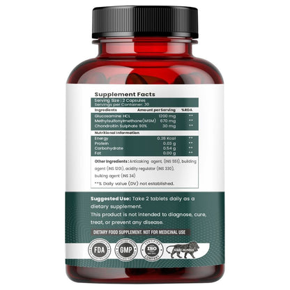 Raskam Glucosamine Chondroitin , MSM for Cartilage; Joint and Bone, 60 Capsules