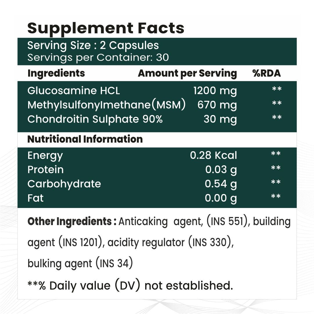 Raskam Glucosamine Chondroitin , MSM for Cartilage; Joint and Bone, 60 Capsules