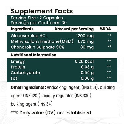 Raskam Glucosamine Chondroitin , MSM for Cartilage; Joint and Bone, 60 Capsules