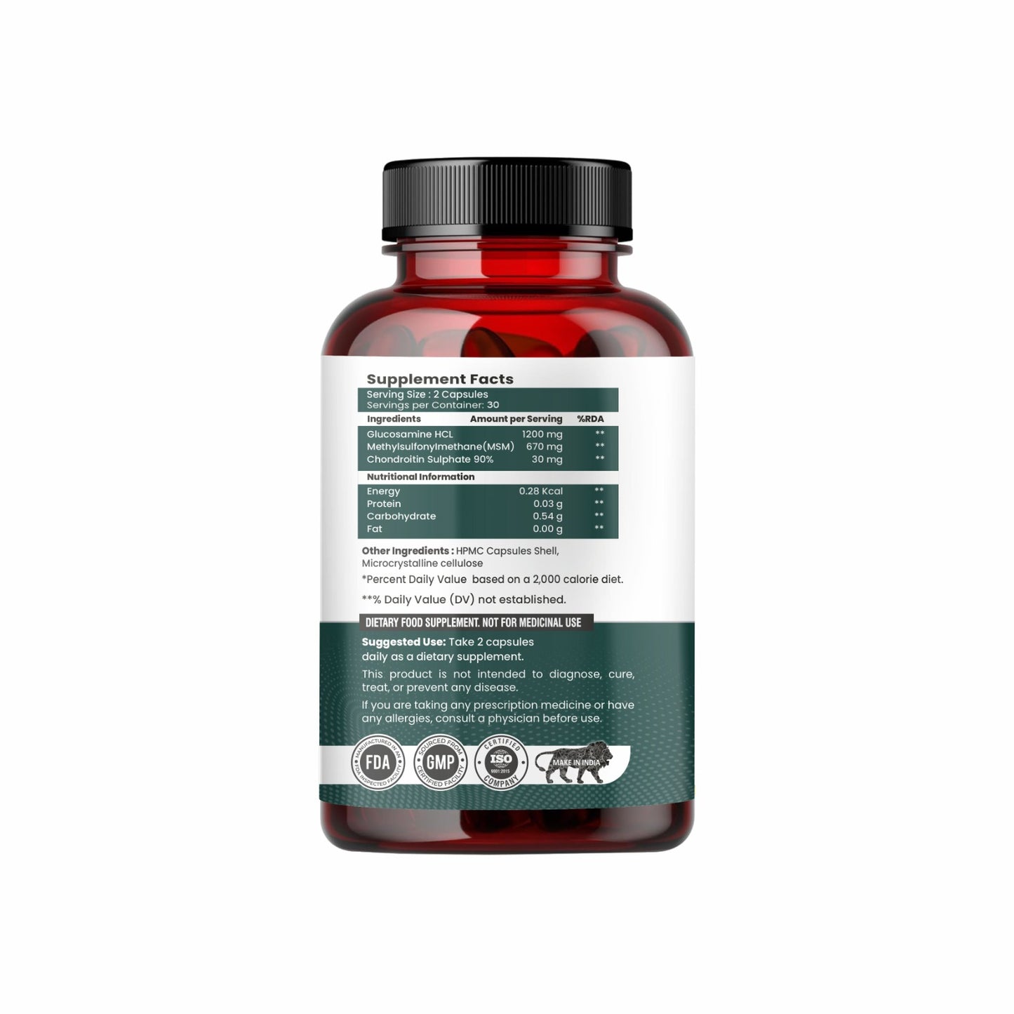 Raskam Glucosamine Chondroitin , MSM for Cartilage; Joint and Bone, 60 Capsules