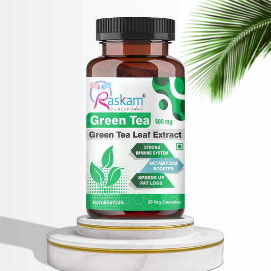 Raskam Green Tea Extract 500mg -60 Capsules with  90% Polyphenols & 45% EGCG- Weight Loss (Fat Burner) & Antioxidant