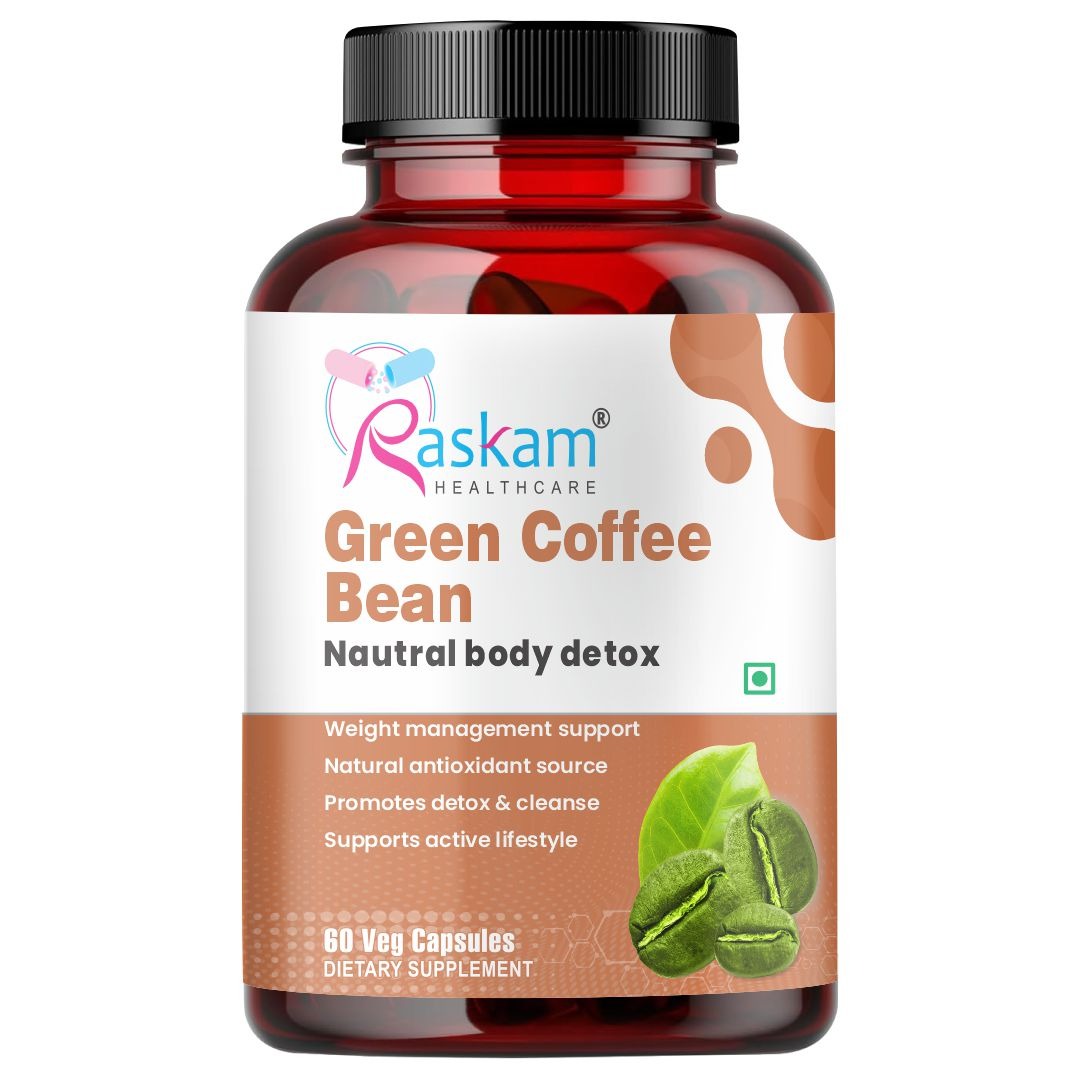 Raskam Green Coffee Bean 800 mg -60 Capsules with 50% CGA- Burns Extra Fat & Boosts Metabolism