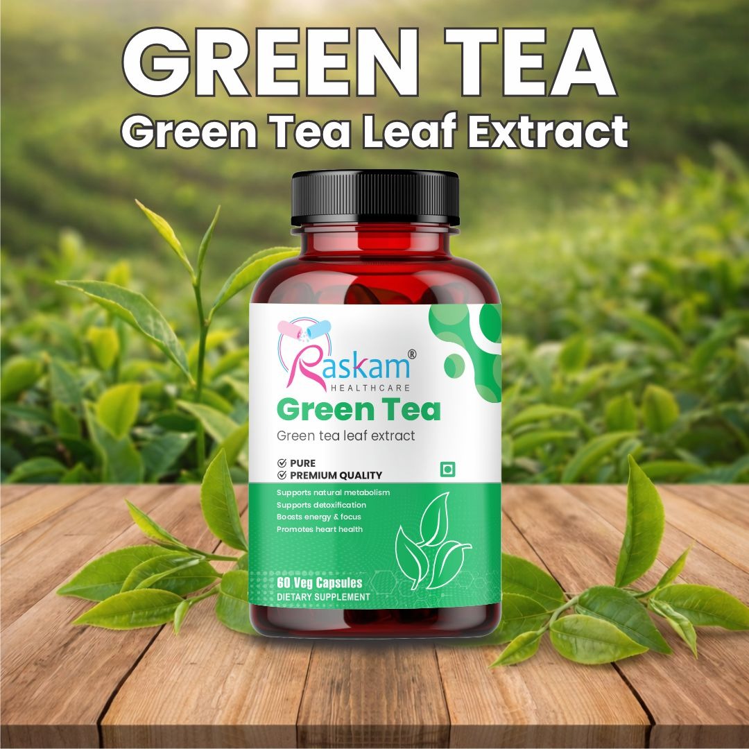 Raskam Green Tea Extract 500mg -60 Capsules with  90% Polyphenols & 45% EGCG- Weight Loss (Fat Burner) & Antioxidant