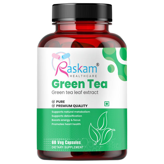Raskam Green Tea Extract 500mg -60 Capsules with  90% Polyphenols & 45% EGCG- Weight Loss (Fat Burner) & Antioxidant