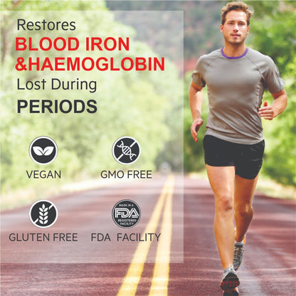 Raskam Iron Supplement with Folic Acid, Vitamin C & Vitamin B12, 60 capsules, Dietary Supplement