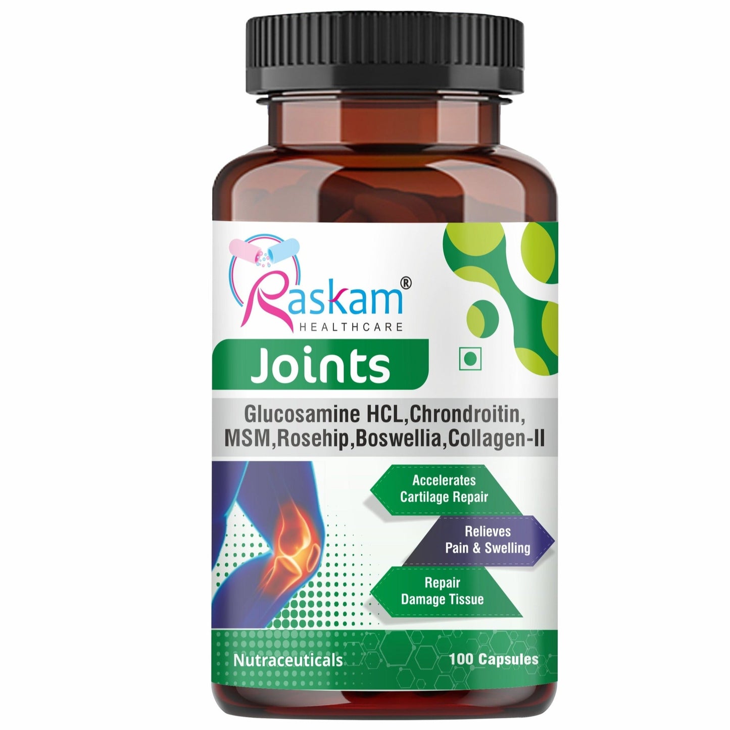Raskam Joints - 100 Capsules - Cartilage Joint and Bone Health