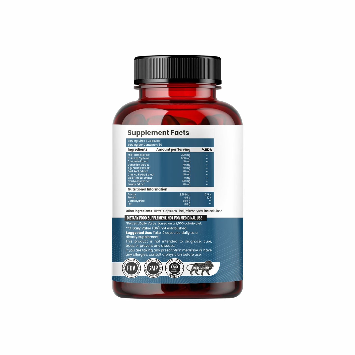 Raskam Lungs & Liver Detox Supplement | Milk Thistle & N-Acetyl Cysteine, Immune Support | 60 Veg Capsules