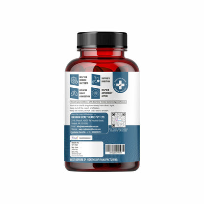 Raskam Lungs & Liver Detox Supplement | Milk Thistle & N-Acetyl Cysteine, Immune Support | 60 Veg Capsules