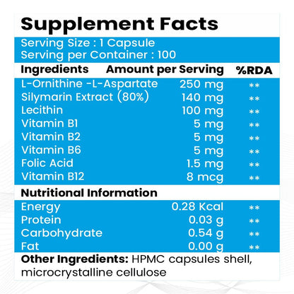 Raskam Liver Detox - 100 Capsules Natural Detoxification Formula - Digestive Enzymes - Supports Liver - Fit Health Fatty Liver Care- Body Detox Support