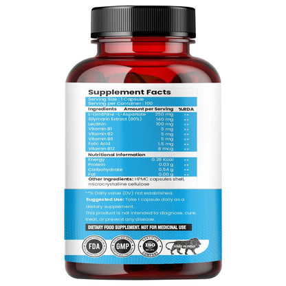 Raskam Liver Detox - 100 Capsules Natural Detoxification Formula - Digestive Enzymes - Supports Liver - Fit Health Fatty Liver Care- Body Detox Support