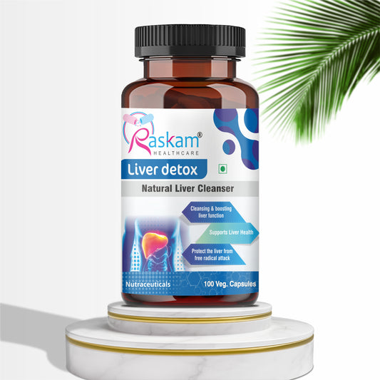 Raskam Liver Detox - 100 Capsules Natural Detoxification Formula - Digestive Enzymes - Supports Liver - Fit Health Fatty Liver Care- Body Detox Support