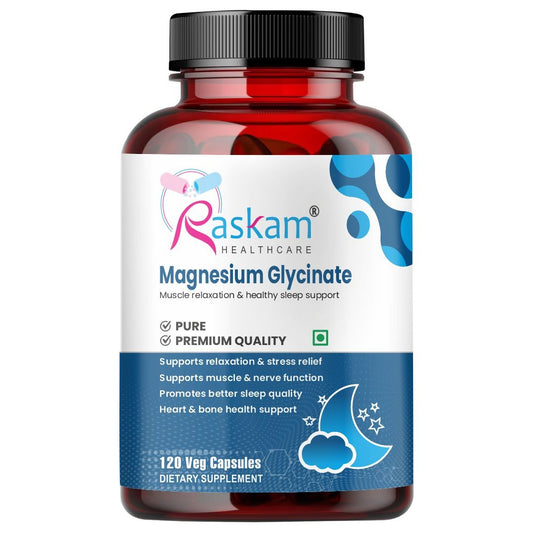 Raskam High Absorption Magnesium Glycinate -120 Vegetable Capsules ,550mg