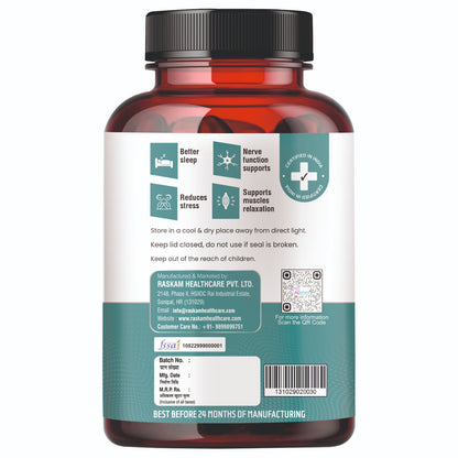 Raskam Magnesium L-Threonate Capsules for Brain Health, Memory & Focus Support | Improves Sleep Quality | 90 Veg Capsules