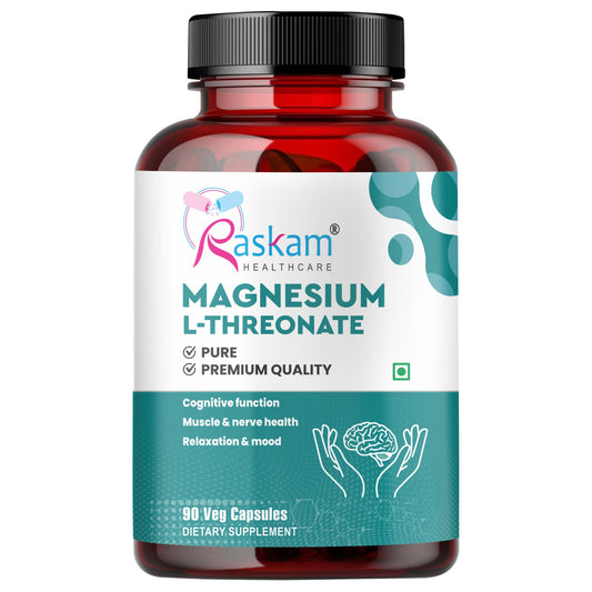 Raskam Magnesium L-Threonate Capsules for Brain Health, Memory & Focus Support | Improves Sleep Quality | 90 Veg Capsules